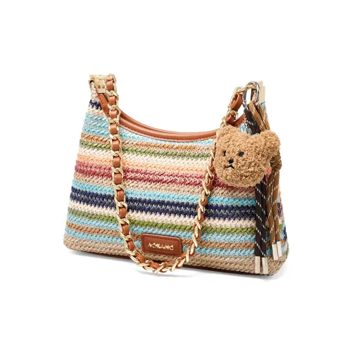 AOKANG Ткань Тоут Подмышечный Сумка через плечо Средний Женские Радужный Кофе Радужный Белый