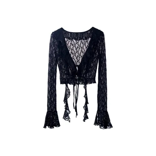 Blovelan Полночный черный Женские Шифоновые рубашки