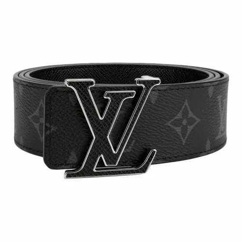 LOUIS VUITTON Коровья кожа холщовая кожа ремни мужской черный ширина 4 см