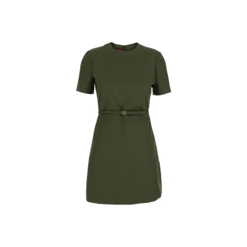 GUCCI Короткое платье с короткими рукавами женское армейский зеленый