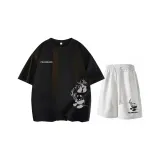 Комплект одежды (Черный топ + Белые и серые штаны)