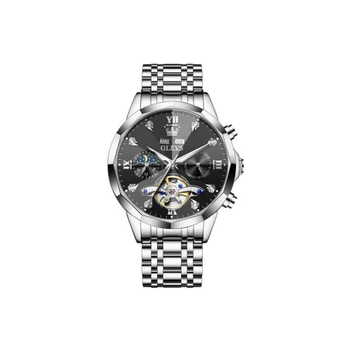 OLEVS Play The Cool Series Механический механизм ремешок из нержавеющей стали черный циферблат мужские часы