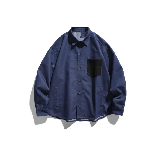 HYLHYL Темно-синяя унисекс рубашка