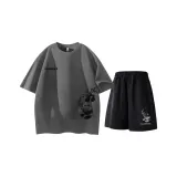 Комплект одежды (Темно-серый топ + черные штаны)