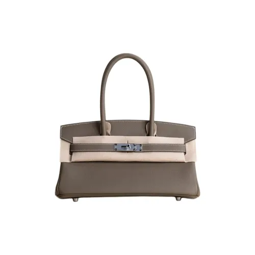 HERMES Birkin Сумка из коровьей кожи с плечевым ремнем унисекс 18 этуп слоново-серый