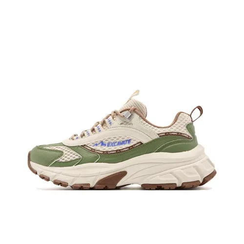 QIAODAN Амортизация и Дышащий Низкий Топ Уличная Обувь Женская Бежево-Зеленая