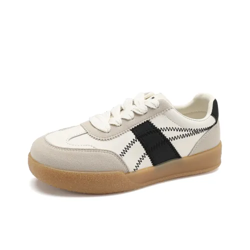 FOXER x MARINO ORLANDI Износостойкие и Легкие Низкие Кроссовки для Скейтбординга Женские Бежевые Черные