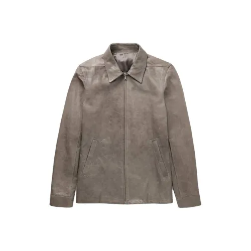 RICK OWENS совместный бренд RO кожаная куртка мужская цвет тауповый