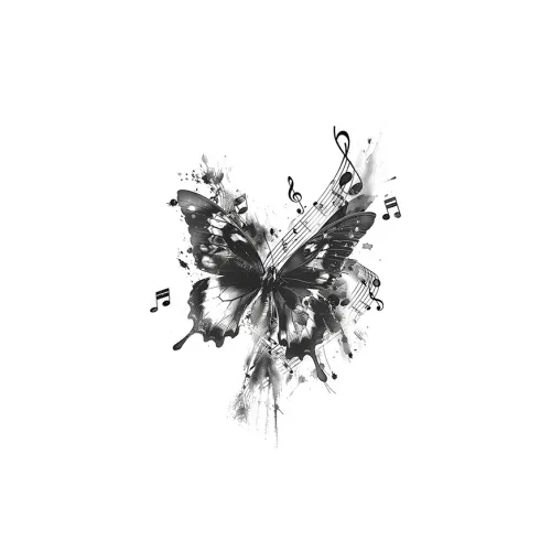 Gentle Welcome Премиум Музыкальный Бабочка Tattoo Водонепроницаемый Длинный Долговечный Освежающий Не Светоотражающий Полувечный Узор