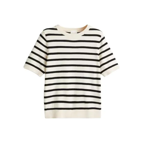 H&M Крем/Черный Женские Футболки
