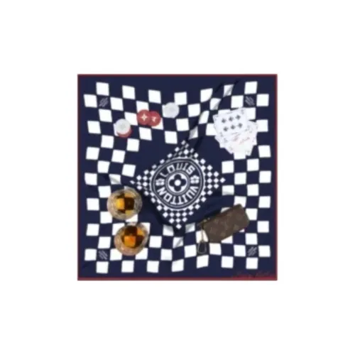 LOUIS VUITTON Шелковые шарфы Унисекс Морской синий