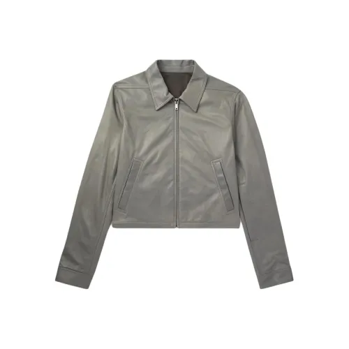 RICK OWENS совместный бренд RO кожаная куртка мужская серого цвета