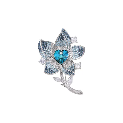 Фиолетовые синтетические кубические циркониевые брошки женские