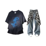 Темно-синий + винтажный синий штаны