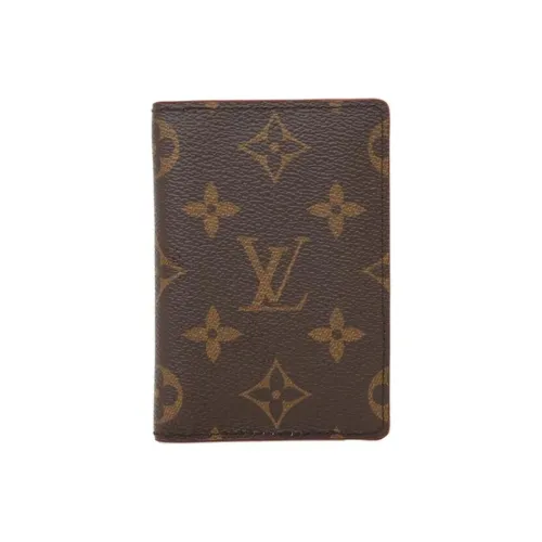 LOUIS VUITTON Pocket Organiser Картхолдер из покрытого холста Унисекс Коричневый Желтый
