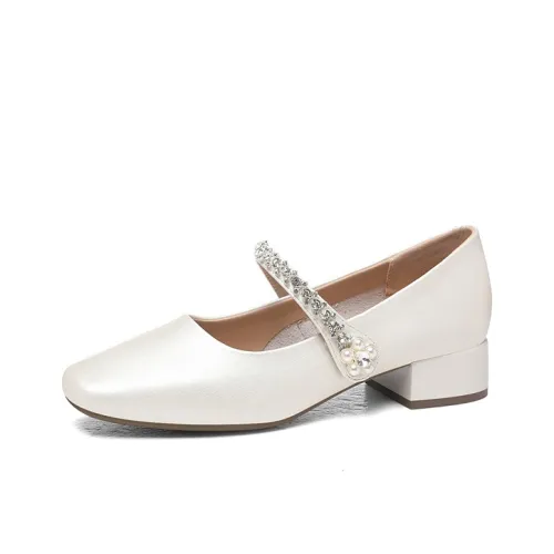 Golden Silk Rabbit Туфли Мэри Джейн с грубым каблуком Женские