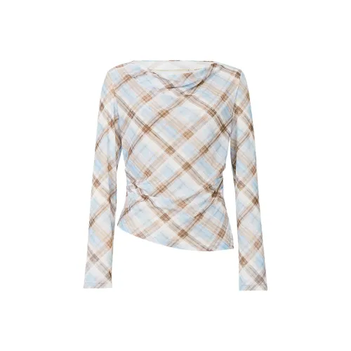 Hopeshow Синяя клетка 907 Женские футболки