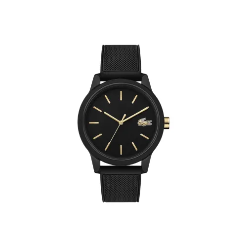 LACOSTE Мужские часы Кварцевый механизм Резиновый ремешок 42 мм Черный циферблат