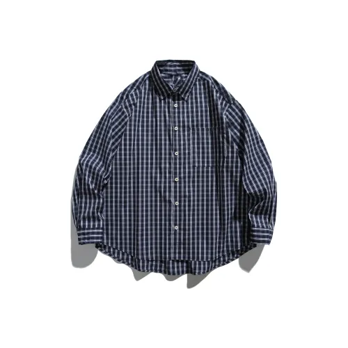 HYLHYL Синяя клетка Унисекс Рубашки
