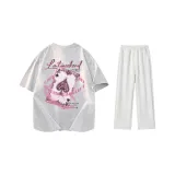 Комплект одежды (Белая серая футболка + Белые серые штаны для повседневной носки)