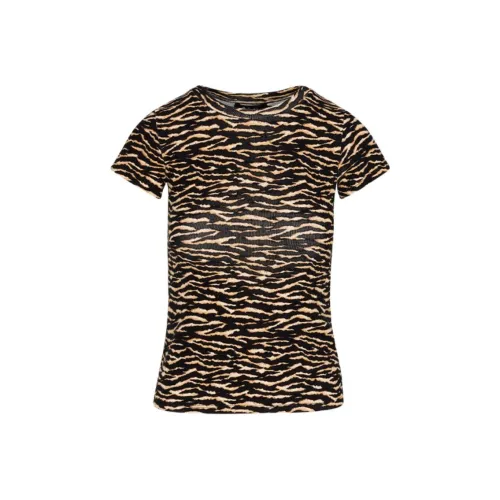 Réalisation Par Коричнево-черный Тигровый принт Женские футболки