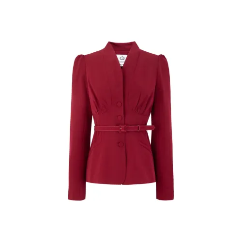 Anmani Малиновый Укороченный Пальто Женские Деловые костюмы