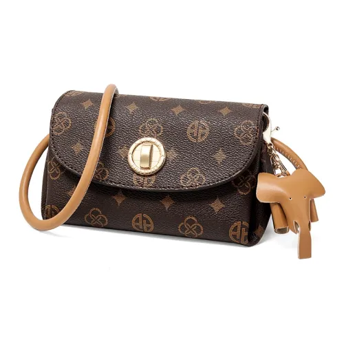 AOKANG ПВХ Маленькая Квадратная Сумка Чехол для телефона Сумка через плечо Женская Кофейного Экрю цвета