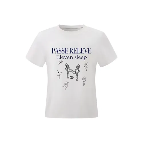 ELEVEN SLEEP Белая облегающая футболка для женщин