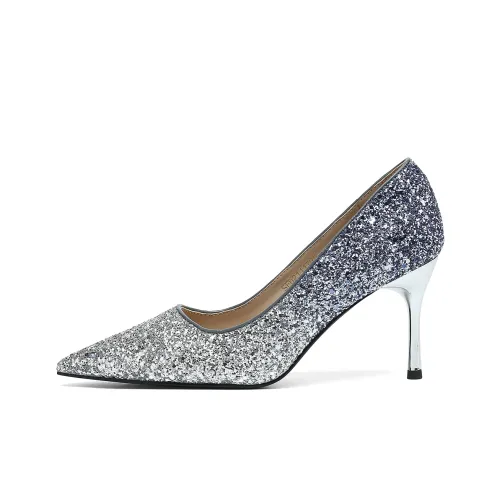safiya Узкий каблук Высокие каблуки Женские Серебряный Синий Градиент