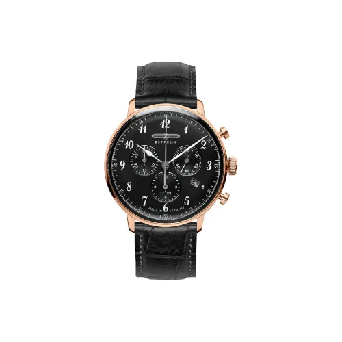 ZEPPELIN Hindenburg Collection Кварцевый механизм Мужские часы Часы 40 мм Черный циферблат Корпус из нержавеющей стали Стальной ремешок