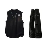 Черный топ + Черные брюки