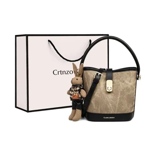 Crtnzo Kroez Коровья кожа Сумка Сумка через плечо Сумка через плечо Сумка-ведро Стандартная Женская Ink Black