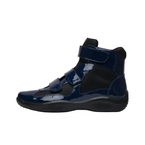 PRADA Patent High Топ Повседневная обувь Мужская Темно-синий