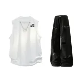 Белый топ+черные брюки