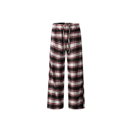 UNDERTIDES Red Plaid Unisex Casual Pants UNDERTIDES Красные Клетчатые Унисекс Повседневные Штаны
