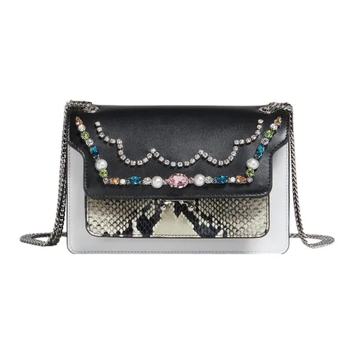 MARNI Основная часть Телячья кожа Сумка через плечо Женская Черная Белая