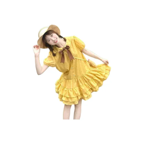 YICHEN Короткое платье с короткими рукавами женское