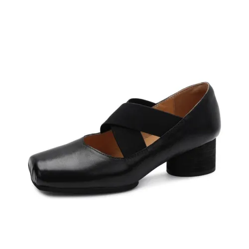 Su Yanjiao Грубый каблук Мэри Джейн Женские туфли