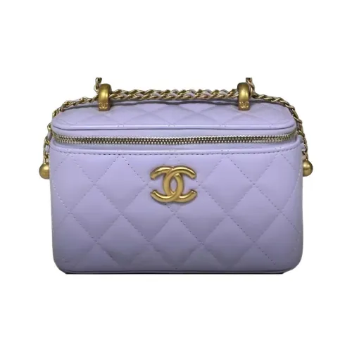 CHANEL Металлическая Коробка Сумка Ручная Сумка Сумка через плечо Женская Фиолетовая