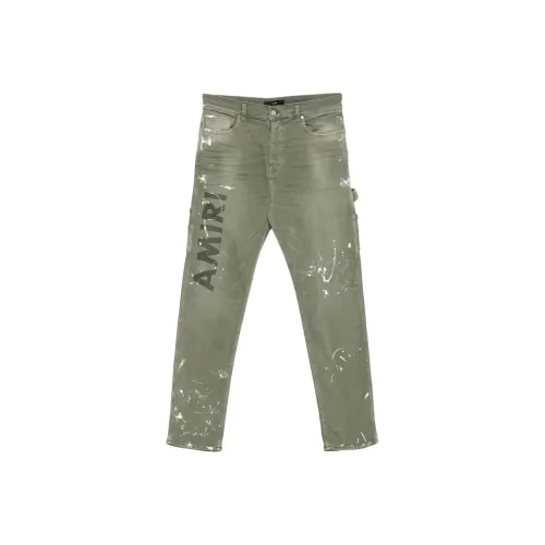AMIRI Оливково-зеленые Мужские Джинсы