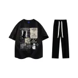 Комплект одежды (Черная футболка + Черные повседневные штаны)