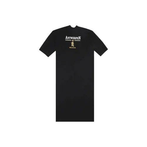 Vetements Черное Женское Короткое Платье с Рукавами
