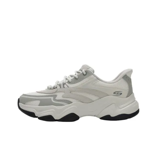 Skechers BOBS Sport противоскользящие устойчивые к истиранию дышащие низкие беговые кроссовки для мужчин серо-белые