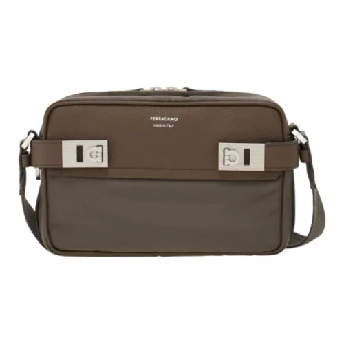 Ferragamo Тисненая Телячья Кожа Курьерская Сумка Сумка через плечо Мужская Цементная