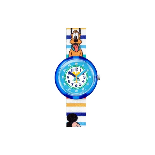 SWATCH Flik Flak Feifei Series Кварцевый механизм Детские часы 31,85 мм Синий циферблат Полимерные корпусы Текстильный ремешок