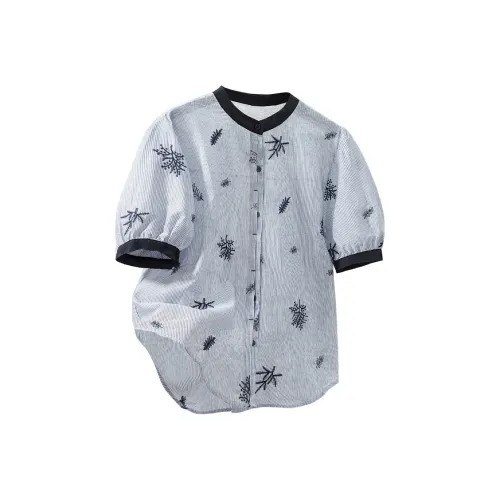 SIBAISHE Синие полосы Женские Рубашки