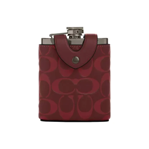 COACH Телячья кожа Хлопок для хранения Мужской Бронзовый и Бордовый Многоцветный