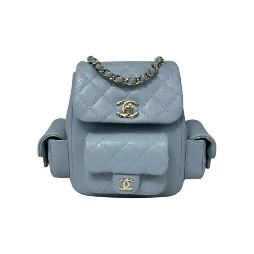 CHANEL Duma Телячья кожа Рюкзак Маленький Женский Серый Синий