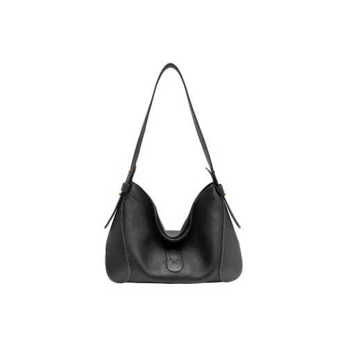 TENNCO Сумка через плечо из крупнозернистой текстуры коровьей кожи среднего размера женская классический черный