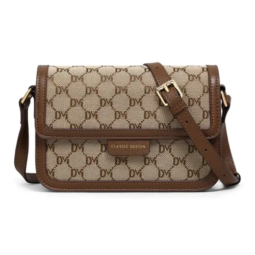 PESASRIE Сумка через плечо с тканью и PVC сумка на плечо обычная женская кофейного цвета